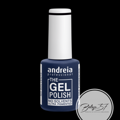 Esmalte gel azul escuro com tampa branca da marca andreia professional