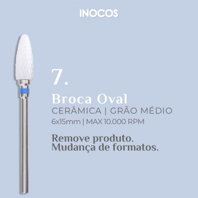 Broca oval de cerâmica com haste metálica e faixa azul
