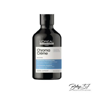 Frasco preto de shampoo L'Oréal Professionnel Chroma Crème Blue Dyes 300 ml.