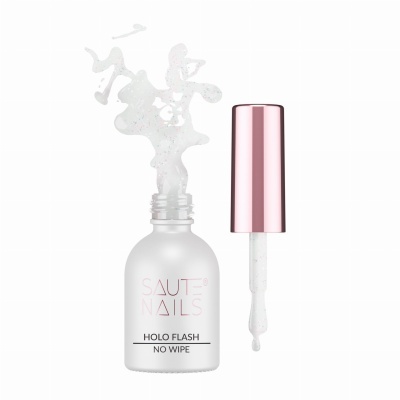 Verniz para unhas SAUTE NAILS HOLO FLASH NO WIPE com tampa rosa