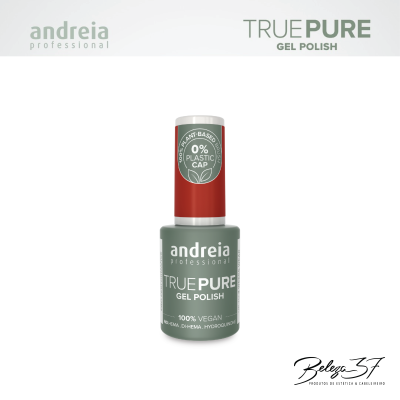 Frasco de verniz gel TRUE PURE da andreia professional em fundo branco