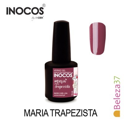 Verniz gel INOCOS cor Maria Trapezista com amostra da cor