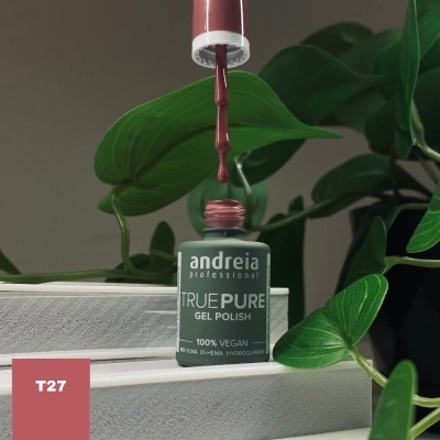 Frasco de verniz de gel Andreia Professional True Pure Gel Polish cor T27 vinho com pincel