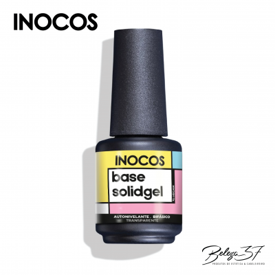 frasco de verniz de unhas INOCOS base solidgel com tampa preta