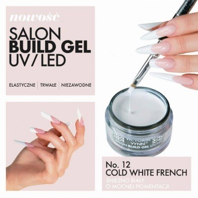 Gel de construção para unhas Victoria Vynn No. 12 Cold White French em frasco com pincel