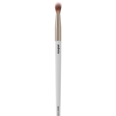 Pincel de maquilhagem com cabo branco e cerdas em rosa e branco