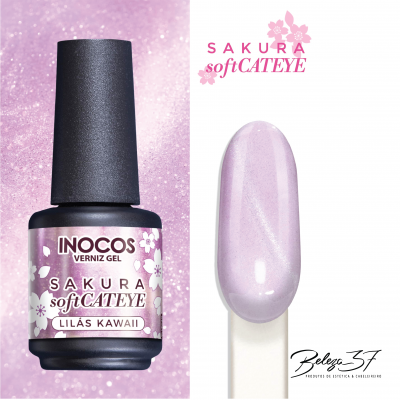 Verniz gel INOCOS Sakura softCATEYE Lilás Kawaii com amostra da cor