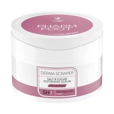 Esfoliante DERMA SCRAPER PHARM FOOD em pote branco com tampa roxa