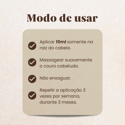 Instruções de uso para aplicação de produto capilar