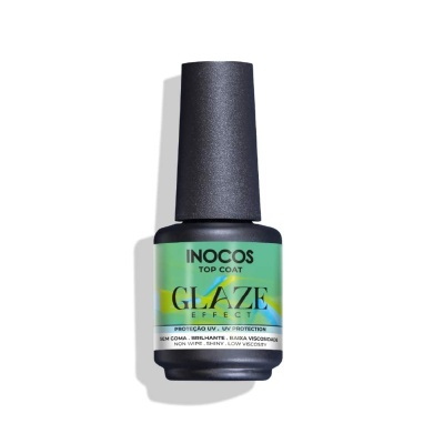 Frasco de verniz de unhas top coat INOCOS GLAZE EFFECT