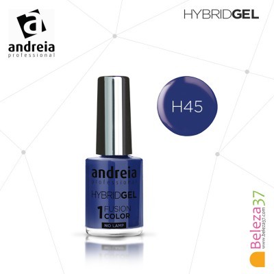 Verniz HYBRID GEL H45 da andreia professional em fundo branco com logótipos