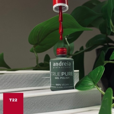 Frasco de verniz gel Andreia Professional True Pure vermelho com pincel a pingar verniz