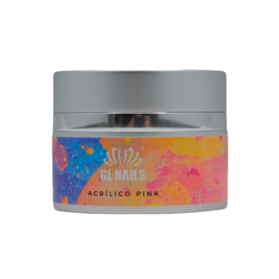 Frasco pequeno com rótulo colorido de acrílico pink para unhas
