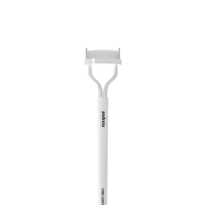 Pente branco para sobrancelhas com cerdas metálicas finas