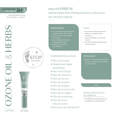 Produto cosmético Pharm Food tubo verde para pele problemática com óleo de ozono e ervas