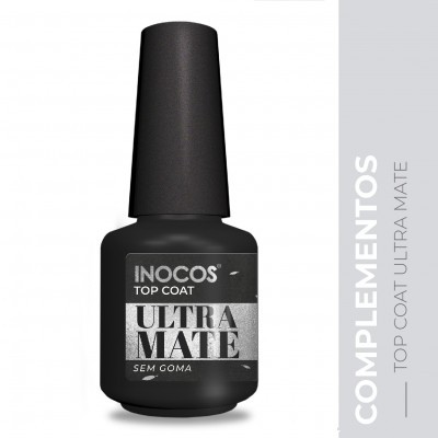 Frasco preto fosco de verniz de unhas INOCOS Ultra Mate com tampa preta