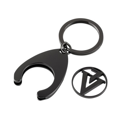 Chaveiro metálico preto com acessório circular LV