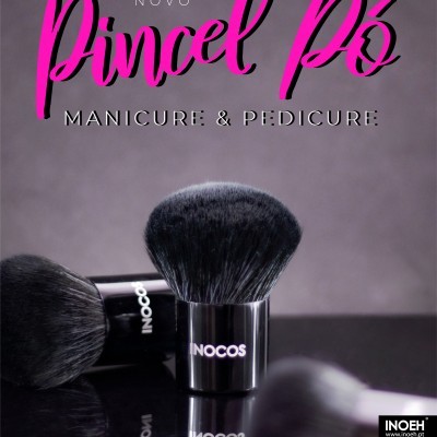 Pincéis de pó pretos da marca INOCOS para manicure e pedicure