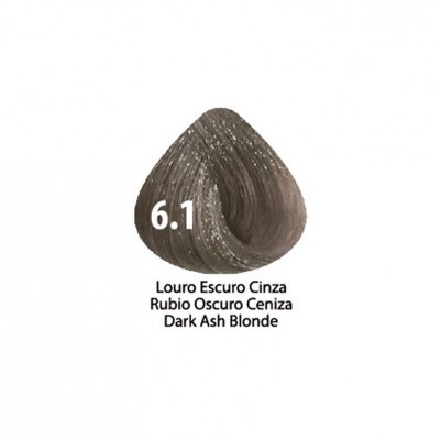 Amostra de cor castanho escuro acinzentado com número 6.1 e textos de descrição da cor