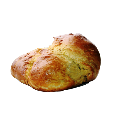 Pão caseiro dourado com textura crocante