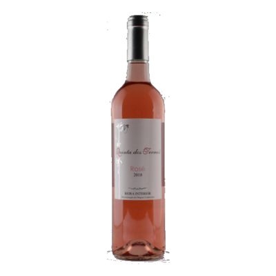 Garrafa de vinho rosé com rótulo branco e tampa metálica