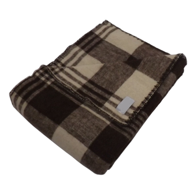 Manta xadrez castanha bege com etiqueta