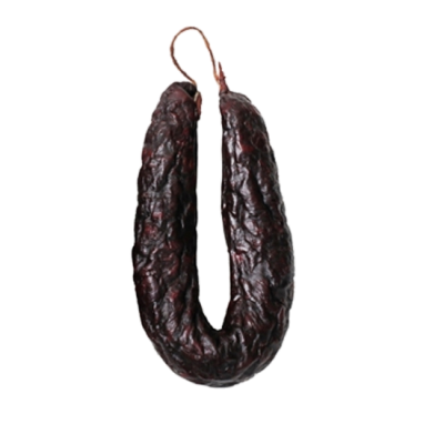 chouriço curado castanho escuro com cordão