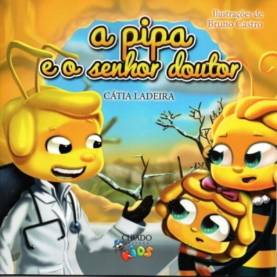 Capa do livro infantil com personagens animadas amarelas e um médico de bata branca