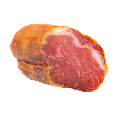 Carne curada vermelha e branca com camada externa alaranjada