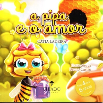 Capa de livro infantil com abelha caricata e texto colorido