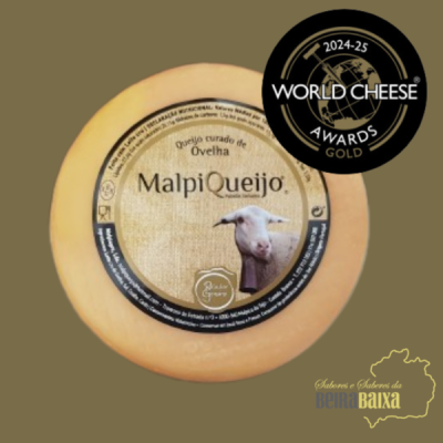 Queijo curado de ovelha MalpiQueijo com selo World Cheese Awards Gold 2024-25
