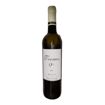 Garrafa de vinho branco Termos 2017 com rótulo branco