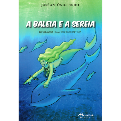Capa do livro 'A Baleia e a Sereia' com ilustração de sereia e baleia azul