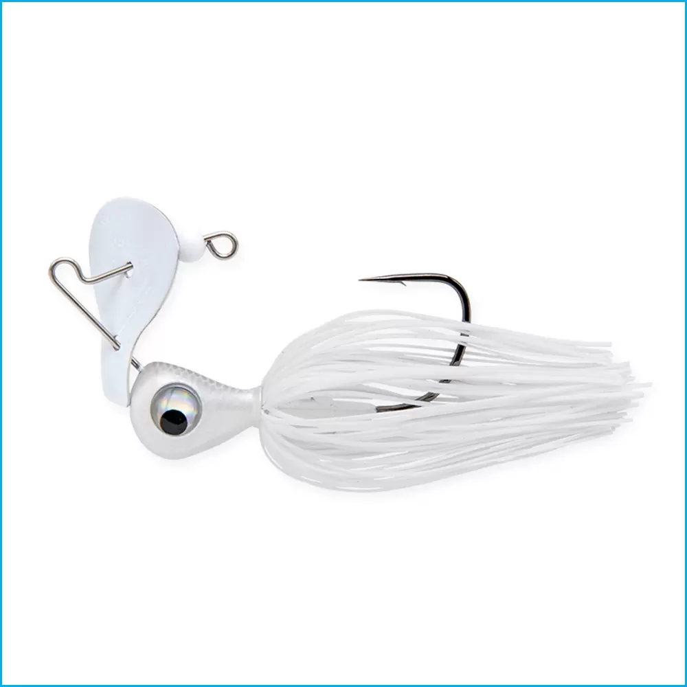 Keitech RumBlade Jig Isca de pesca tipo spinnerbait branca com anzóis e lâminas metálicas