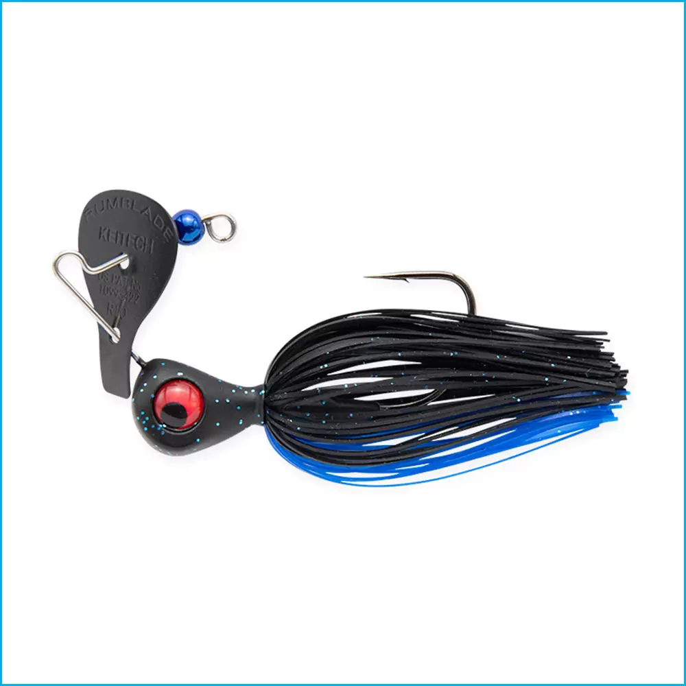 Keitech RumBlade Jig Isca de pesca preta e azul com anzol e lâmina preta