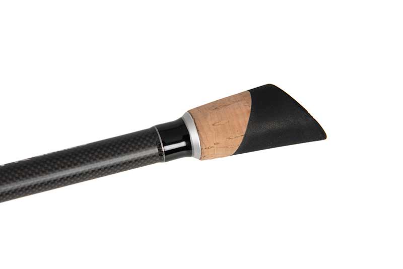 Pega de cana de pesca em cortiça, borracha preta e fibra de carbono