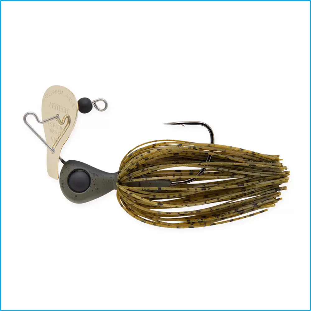 Keitech RumBlade Jig Isca de pesca spinnerbait com saia verde e gancho metal