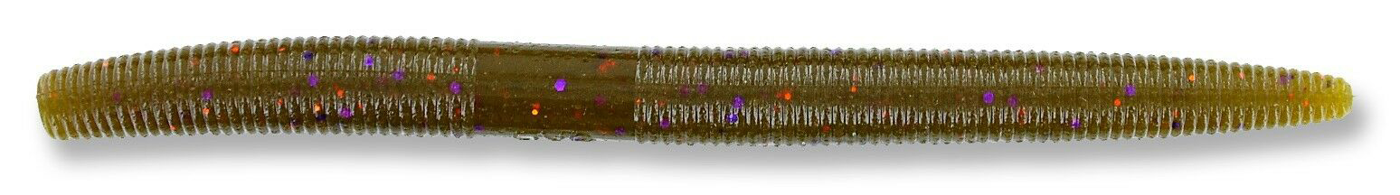 isca artificial de pesca em forma de minhoca castanha com brilho rosa