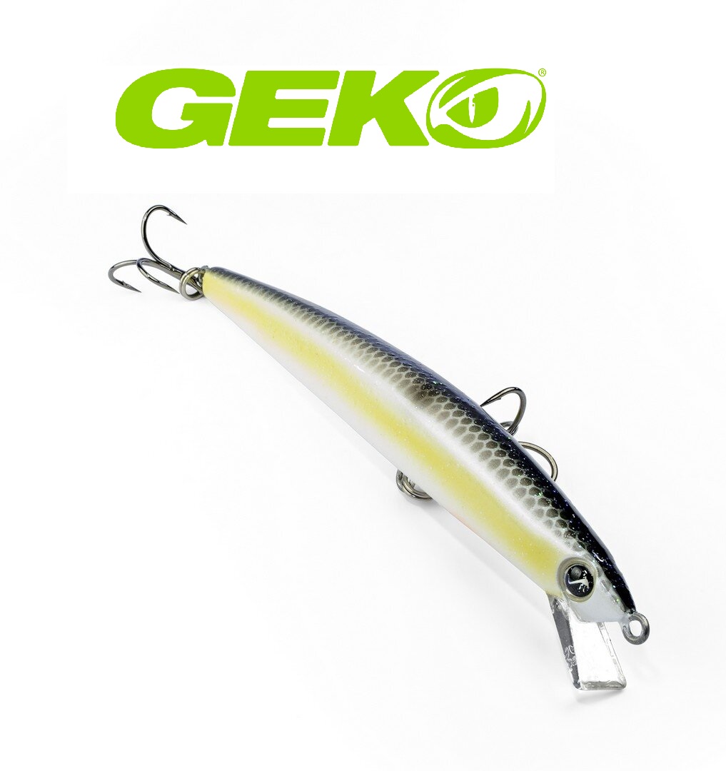 Geko Mommotti 115 SF Jerkbait Isqueiro de pesca GEKO com ganchos e corpo texturizado