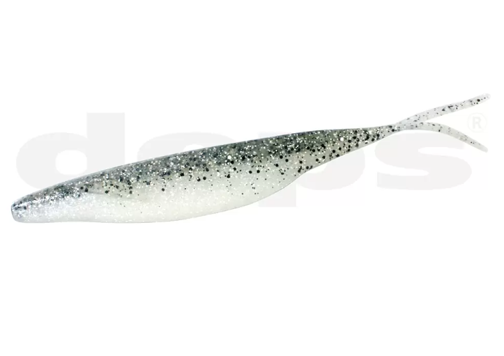 Amostra Deps Sakamata Shad 8" Isaca artificial para pesca cinzenta com cauda bifurcada