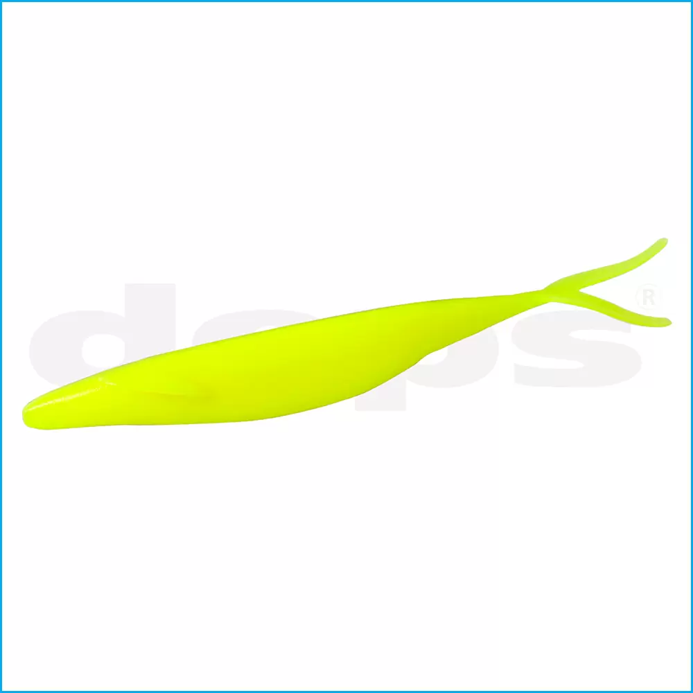 Amostra Deps Sakamata Shad 8" Isco de pesca amarelo fluorescente com cauda bifurcada