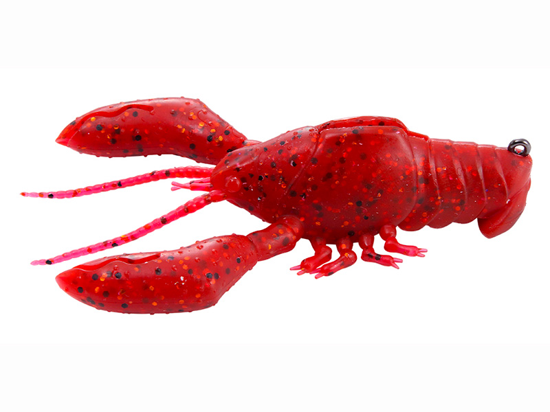 Isca artificial lagosta vermelha com manchas preta e laranja