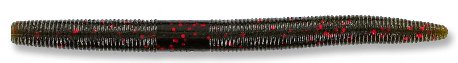 Isco artificial de silicone preto com pontos vermelhos e textura estriada