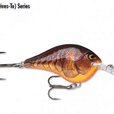 Isca artificial DT® série Dives-To, corpo castanho e amarelo com anzóis triplo