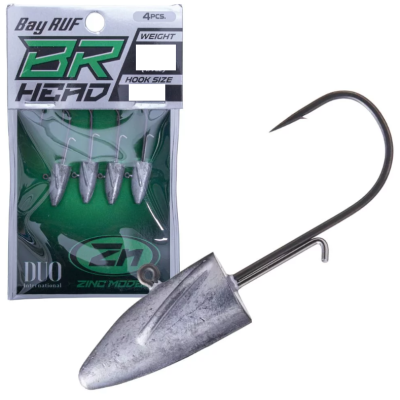 Conjunto de anzóis de pesca Bay RUF com cabeça de chumbo e anzóis pretos na embalagem