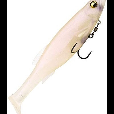 Isca artificial branca perolada em forma de peixe com anzol