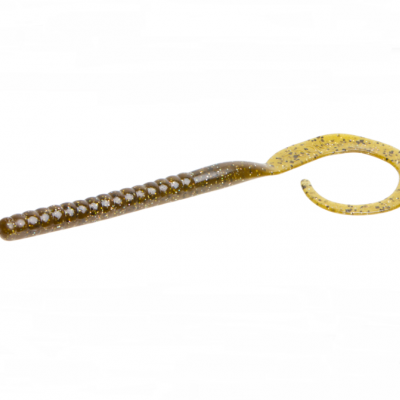 Isca de pesca artificial de borracha castanha com rabo curvo