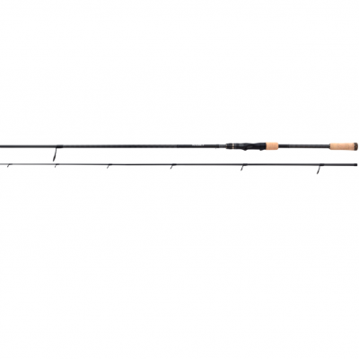 Vara de pesca preta com cabo de cortiça