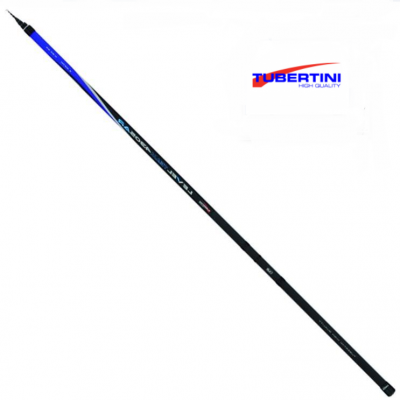 Canhão de pesca preto e azul com marca Tubertini