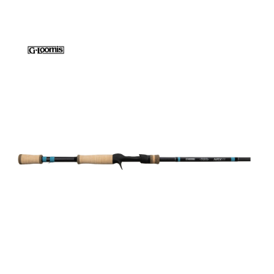 Cana de pesca G•Loomis com punho em cortiça e detalhes em azul